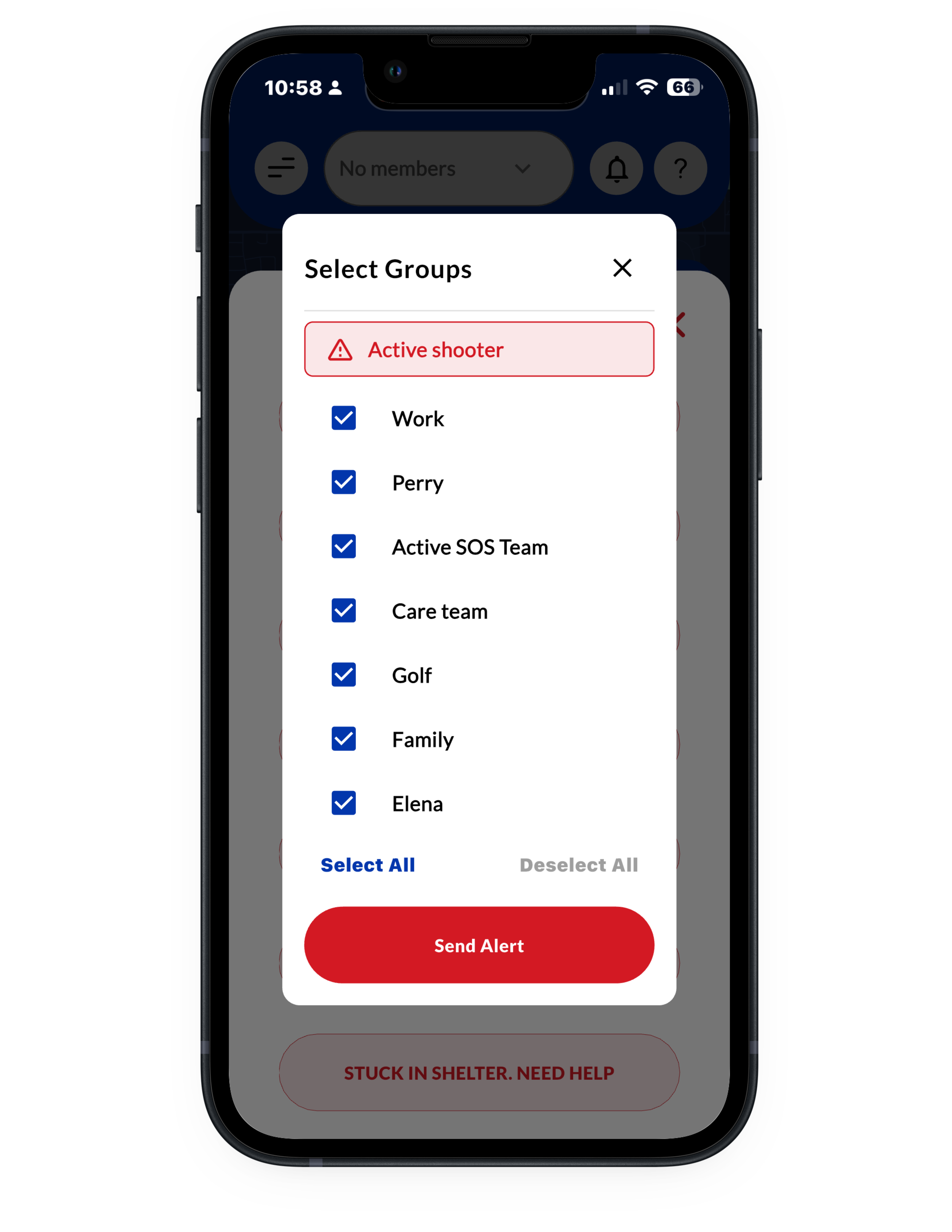 Groups & Emergency Contacts — Active SOS App